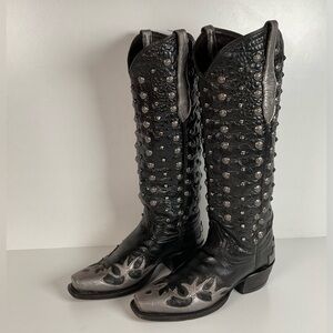 Custom Metallic Cowgirl Boots | Wingtip | Embellished | Women’s 7.5 B